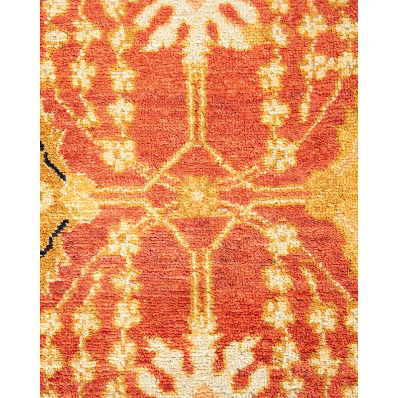 Overton Handknotted Wool Traditional Oriental Orange Area Rug - 5' x 8'