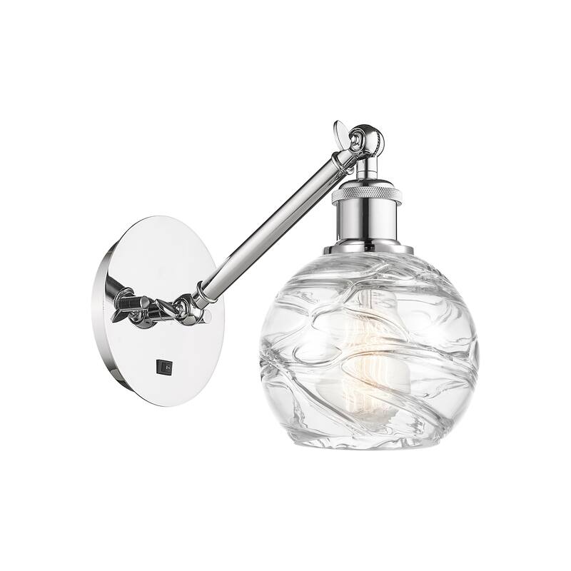 Innovations Lighting Ballston Athens Deco Swirl - 1 Light 6" Sconce - Arm Adjusts Up and Down - Polished Chrome/Clear Deco Swirl