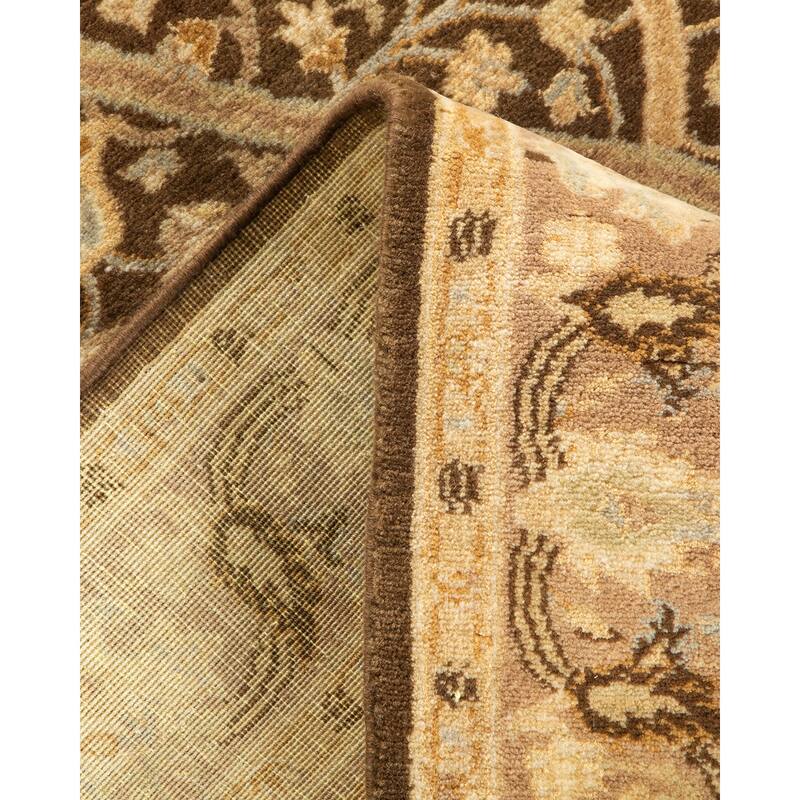 Overton Hand Knotted Wool Traditional Oriental Brown Runner