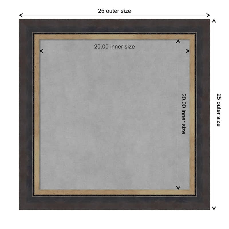 Amanti Art Hammered Charcoal Tan Framed Magnetic Board - Board Size 20x20
