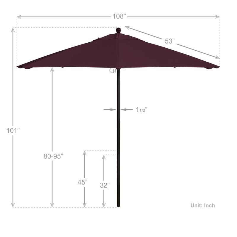 California Umbrella 9' Rd. Aluminum Frame, Fiberglass Rib Market Umbrella, Push Open, Bronze Finish, Pacifica Fabric