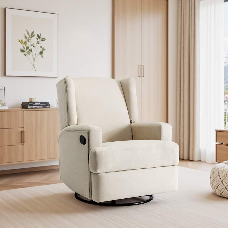 UIXE Upholstered Modern Swivel Glider Rocker Recliner - Chenille-Beach-single
