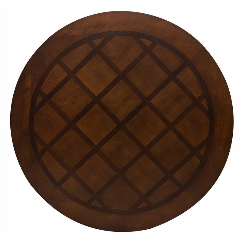 Traditional Dining Table 1pc Brown Cherry Finish Pedestal Base Round Table Dining Room Furniture