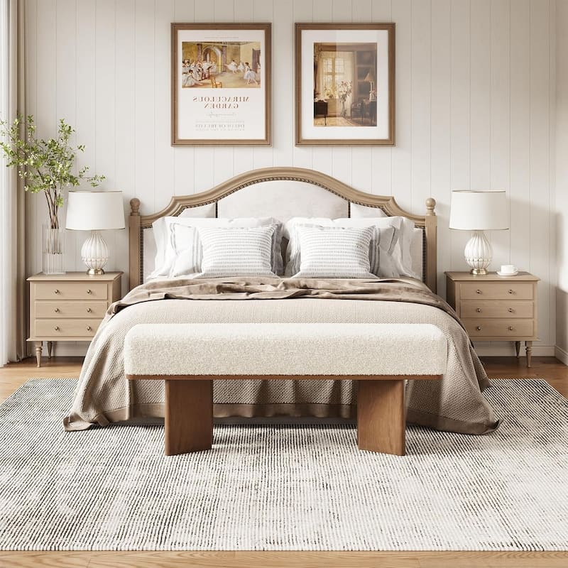 47-in Bench with Cushion for Living Room Hallway Dining Table, Rectangle Upholstered Entryway/ End of Bed/Dining Bench