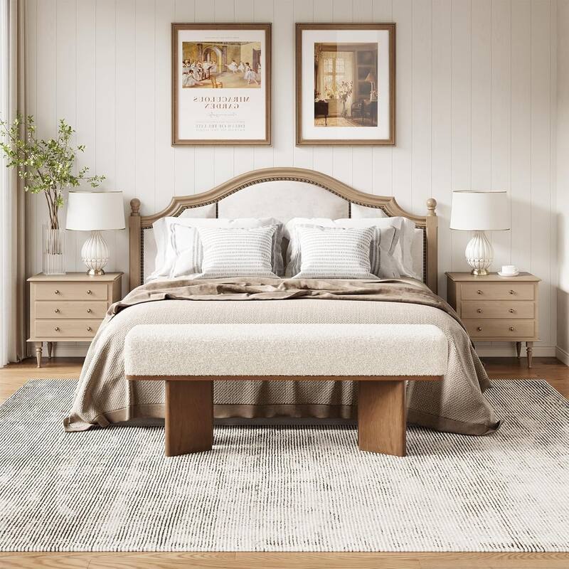 47-in Upholstered Shoe Bench with Cushion, Modern Entryway Bench, Rectangle End of Bed Bench for Bedroom