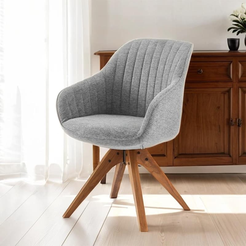 Art Leon Modern Wood Swivel Chair with Oak Legs - Gray