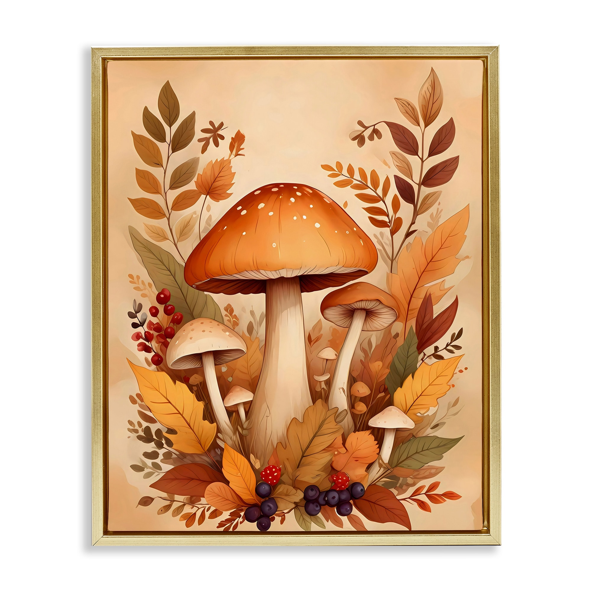 Stupell Autumn Mushrooms Bundle Framed Floater Canvas Wall Art Design By Creative Studio