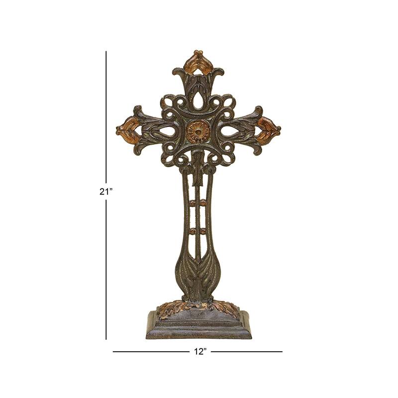 Metal Biblical Cross Decorative Sculpture - Copper - Roche River Decor