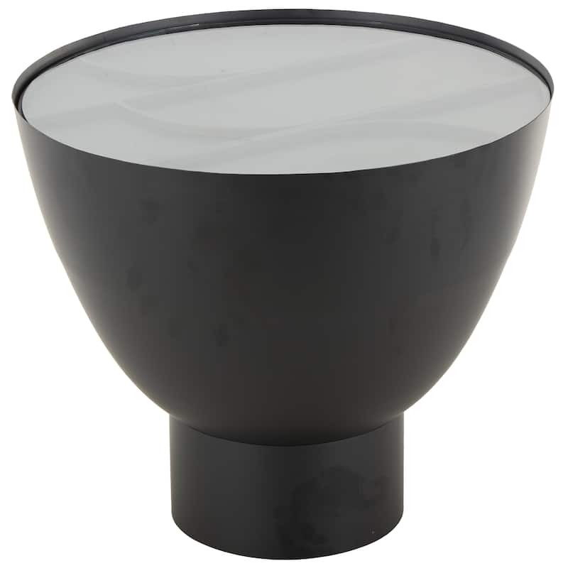 Metal Geometric Accent Table with Glass Tabletop and Elevated Base - Black - Roche River Decor - Black - 22"W, 19"H