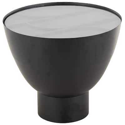 Metal Geometric Accent Table with Glass Tabletop and Elevated Base - Black - Roche River Decor