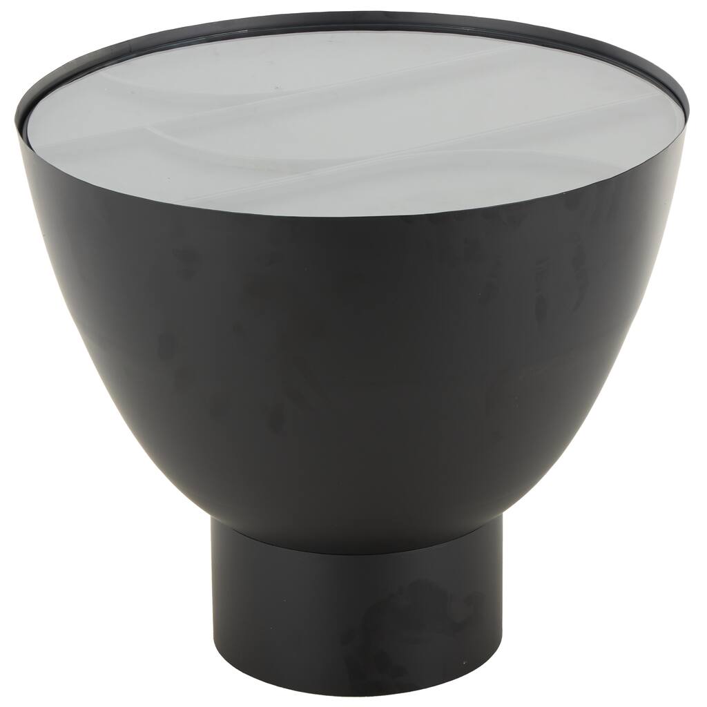 Metal Geometric Accent Table with Glass Tabletop and Elevated Base - Black - Roche River Decor