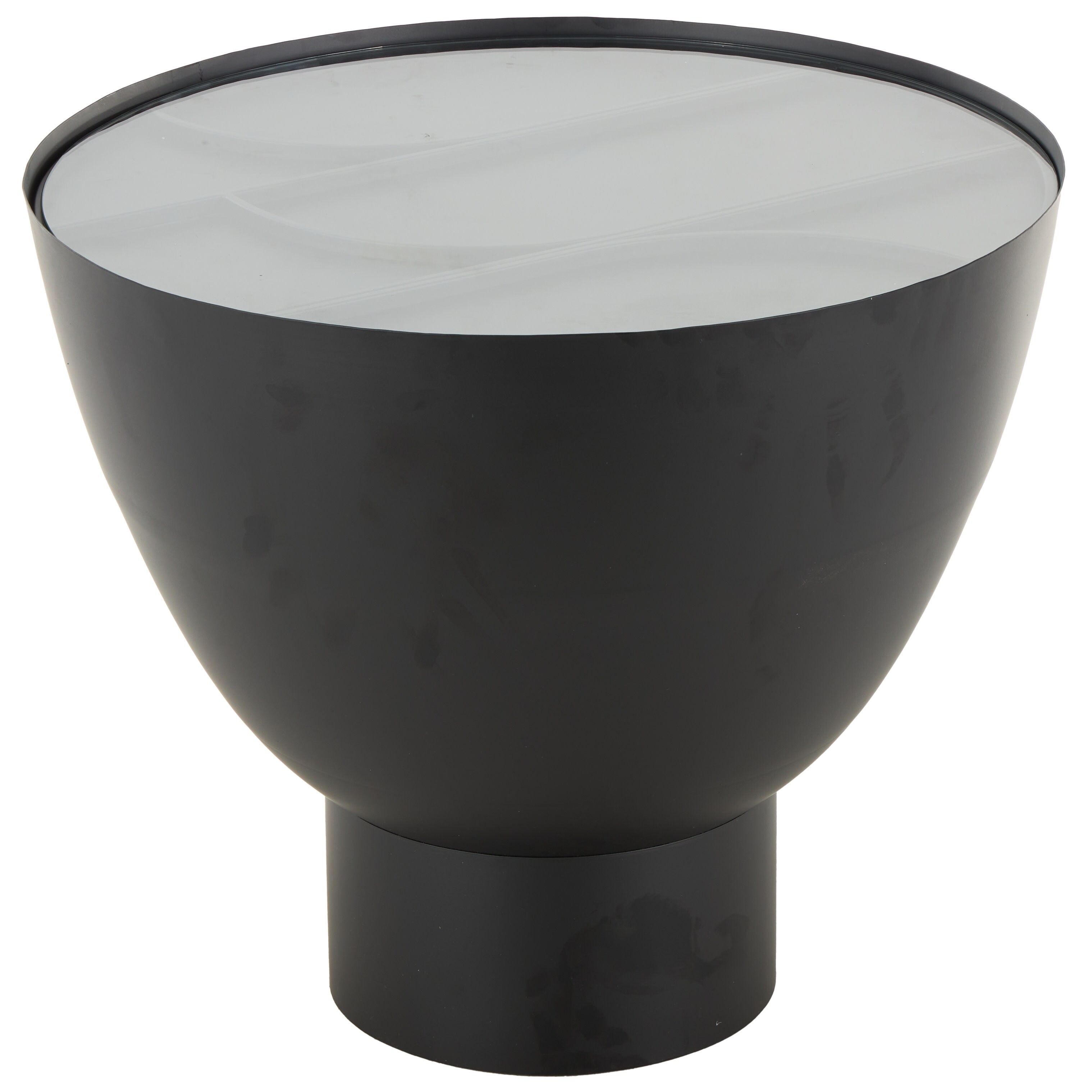 Roche River Decor - Metal Geometric Accent Table with Glass Tabletop and Elevated Base - Black