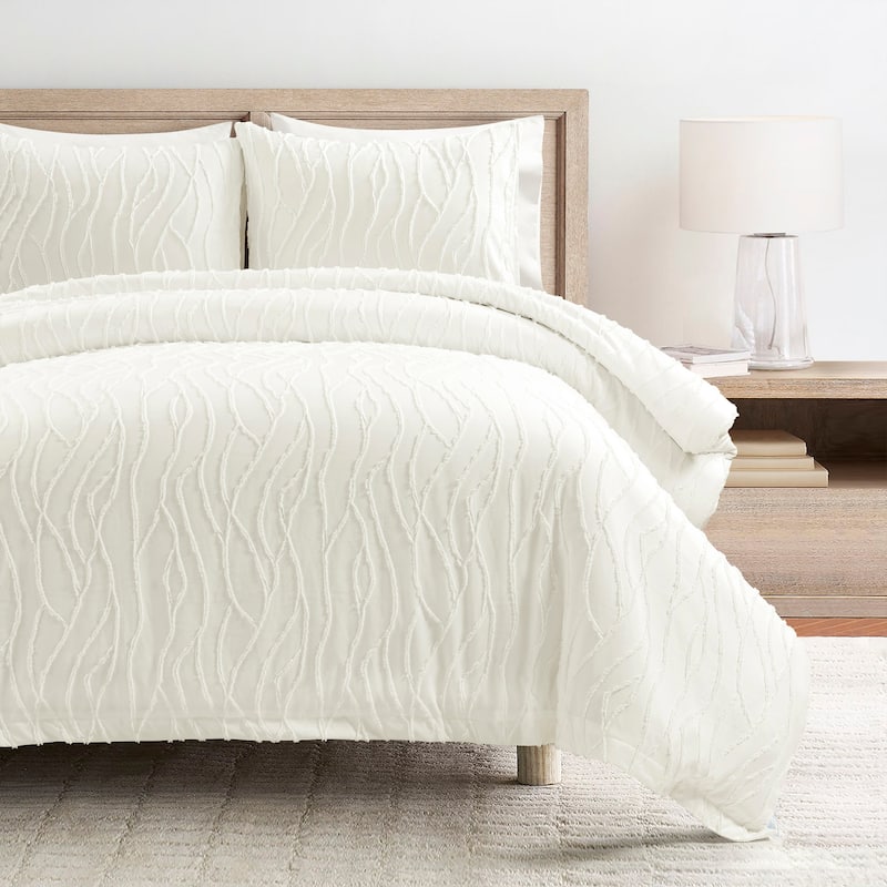 Lush Decor Jacquard Wave Duvet Cover 3-Piece Set - Queen