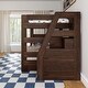 preview thumbnail 15 of 22, Max and Lily Modern Farmhouse Queen Over Queen Bunk Bed With Staircase and Storage Drawers