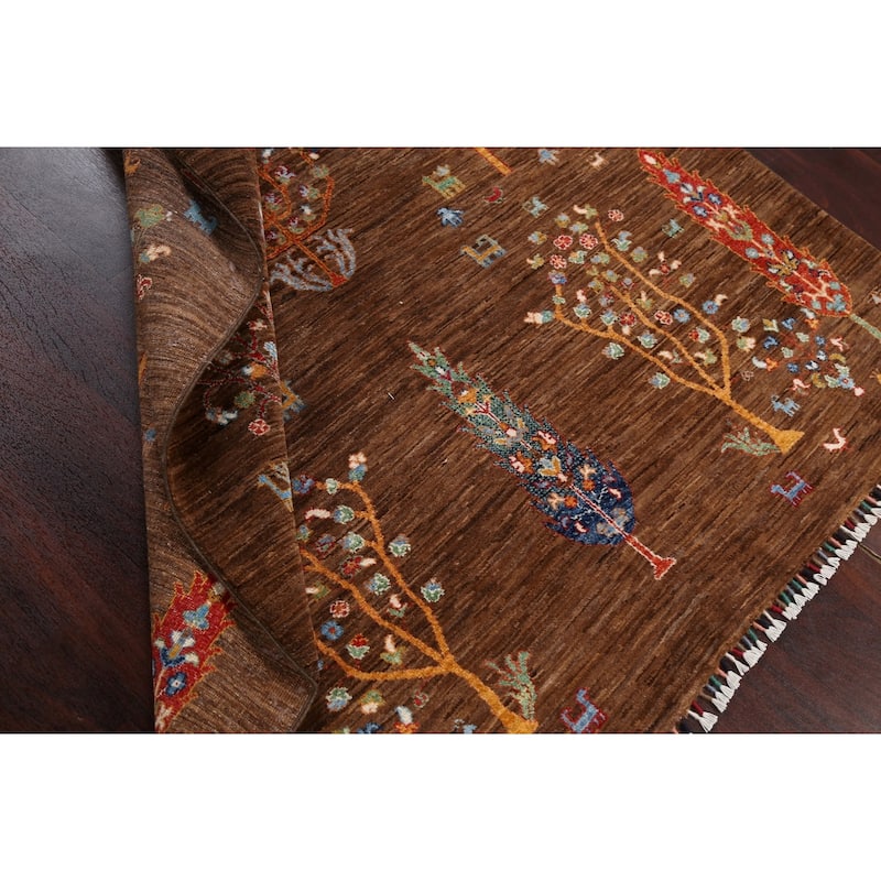 Floral Vegetable Dye Kazak Oriental Area Rug Hand-knotted Wool Carpet - 4'11" x 6'5"