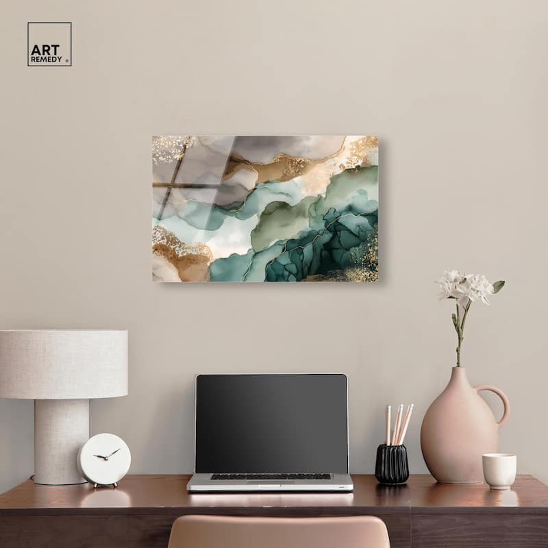 Golden Estuary I Acrylic by Art Remedy, Ready to Hang