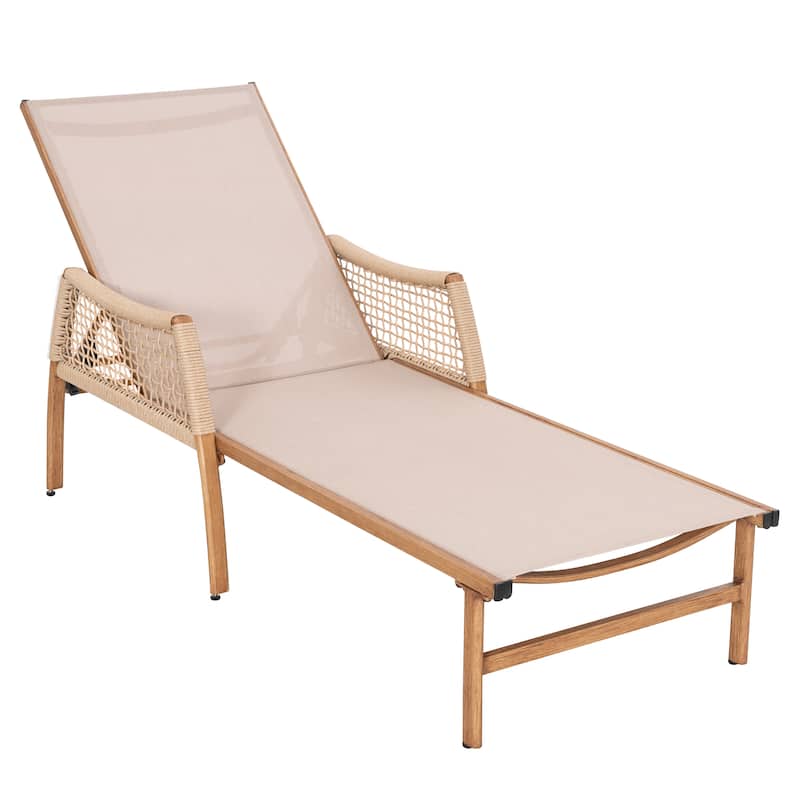 Outdoor Aluminum and Rattan Chaise Lounge Chair with 6 Adjustable Backrest