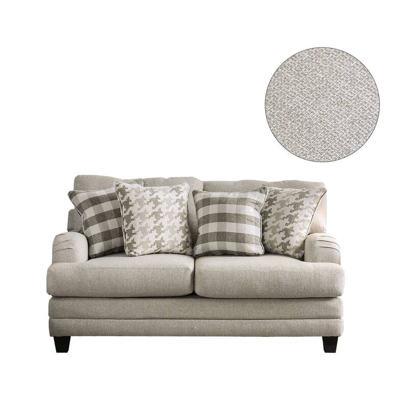 Linen-Like Fabric Love Seat in Light Gray