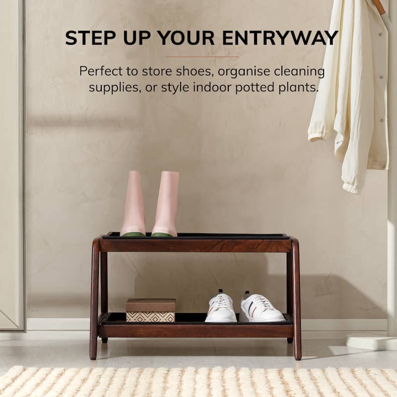 Jani Double-Tier Brown Stand 2-Pair Rubber Boot Trays
