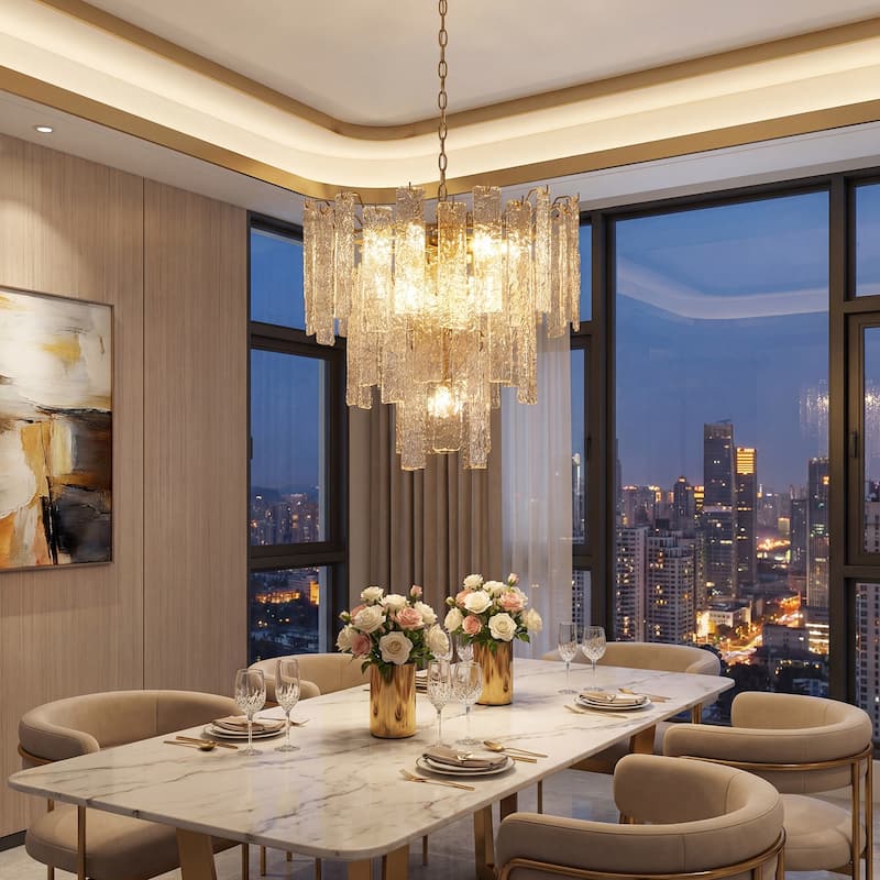 10 - Light Dimmable Tiered Chandelier