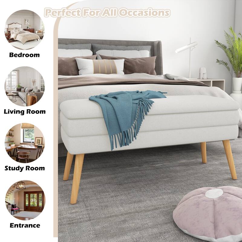 Modern Linen Storage Bench Upholstered Ottoman
