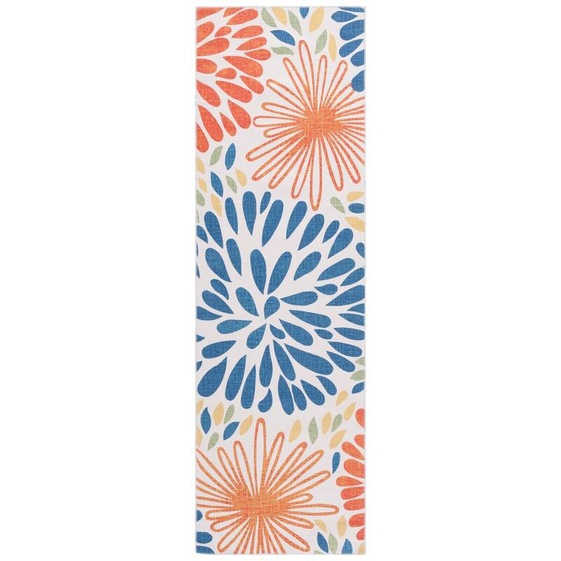 SAFAVIEH Malibu Sarienke Machine Washable & Slip Resistant Rug - 2'6" x 8' Runner - Ivory/Multi