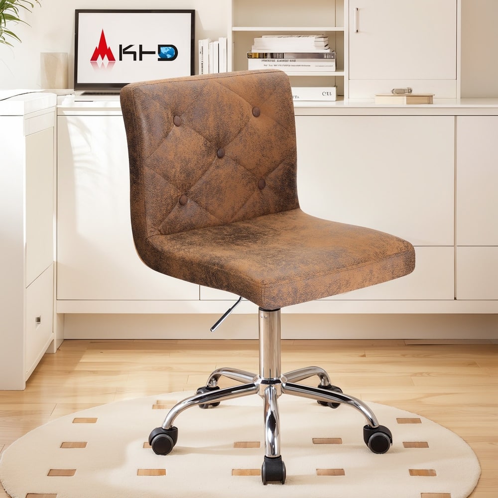 Javlergo Armless Office Desk Chair PU Leather Mid-Back Adjustable Height 360° Rolling Swivel 10 Colors Available Office Chair