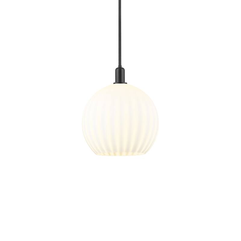 Innovations Lighting 716-1S-18-14 White Venetian Pendant White - Matte Black / White Venetian