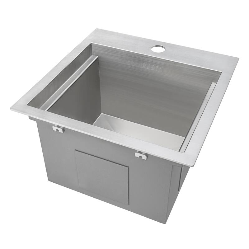 Ruvati 15 x 15 inch Marine Grade T-316 Workstation Topmount RV Boat Outdoor Sink Stainless Steel - - 15" X 15" - 15" X 15"