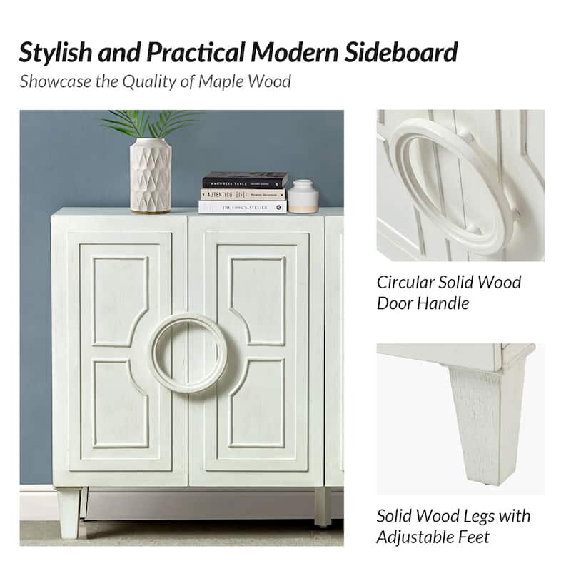Connie 58" Contemporary Sideboard Buffet with Round Solid Wood Door Handles by HULALA HOME