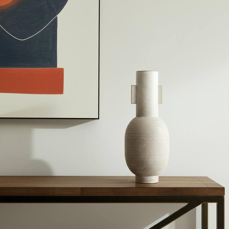 16" Off White And Gold Metal Table Vase - 6.30 - Gold/Off White - 6.30