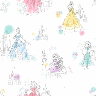 Disney Princess Pretty Elegant White Wallpaper - Bed Bath & Beyond ...