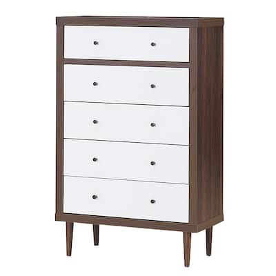 Costway 5 Drawer Dresser Wood Chest of Drawers Storage Freestanding