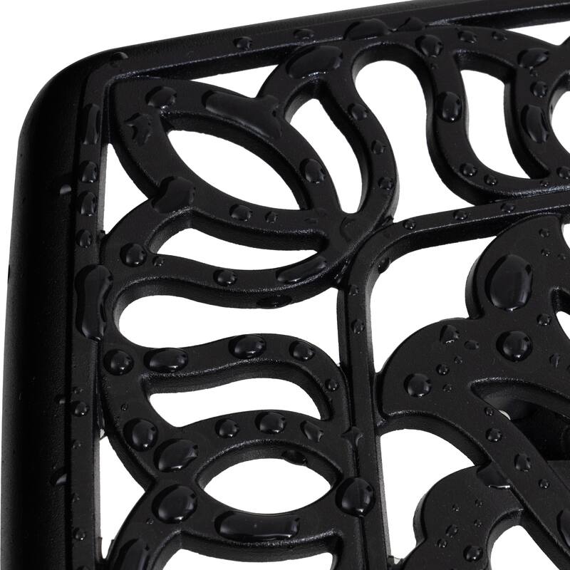 Pellebant Outdoor Cast Aluminum Side Table with Umbrella Hole - 21 inches long * 21 inches wide * 20.9 inches high