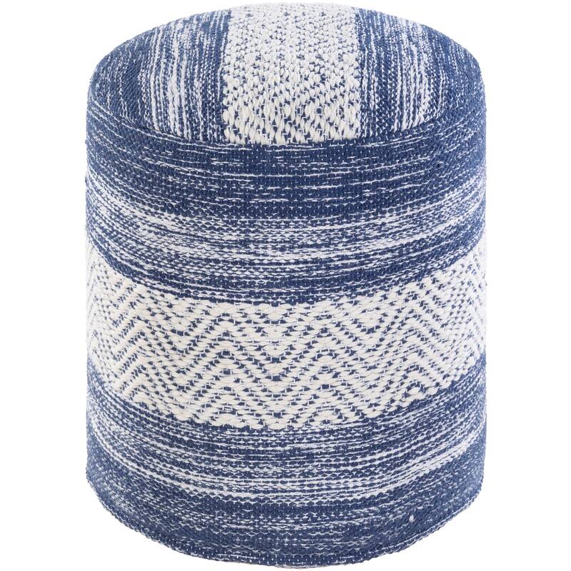 Surya Nessa Woven Heathered Stripe 16-inch Cylinder Pouf