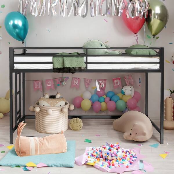 slide 2 of 11, Twin Size Loft Bed With More Storage Space and Sturdy Construction Black
