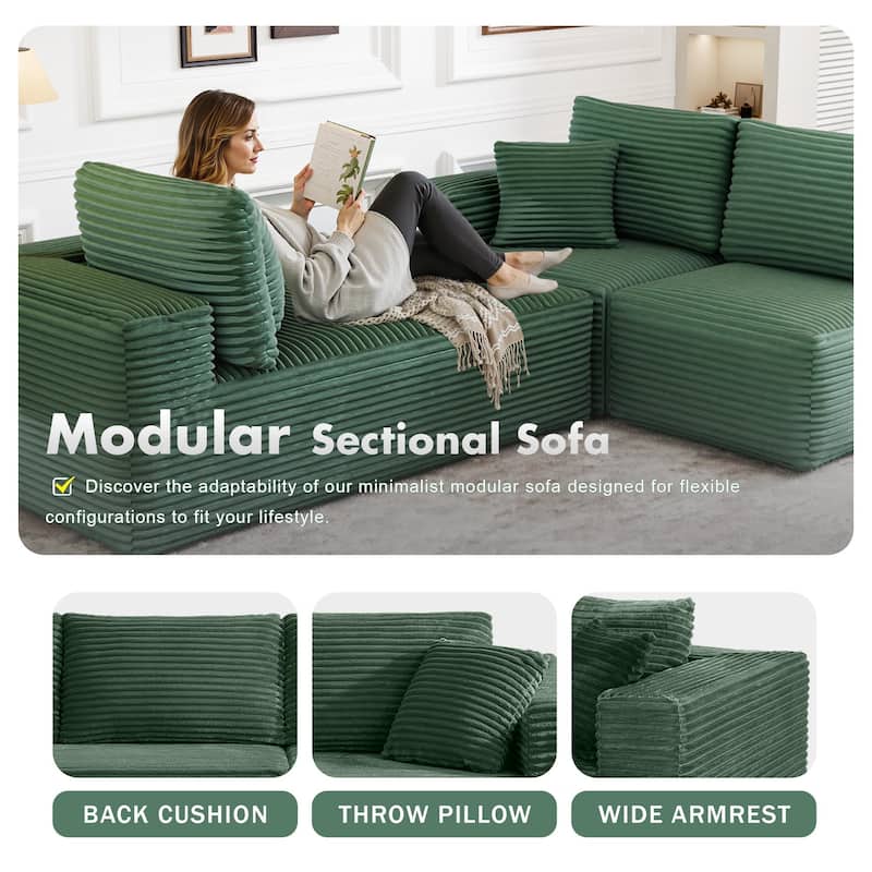 104" Modular Sectional Sofa with L-Shape Chaise Modern Upholstered Cloud Couches with Throw Pillows - 104 in.W x 23.6 in.H