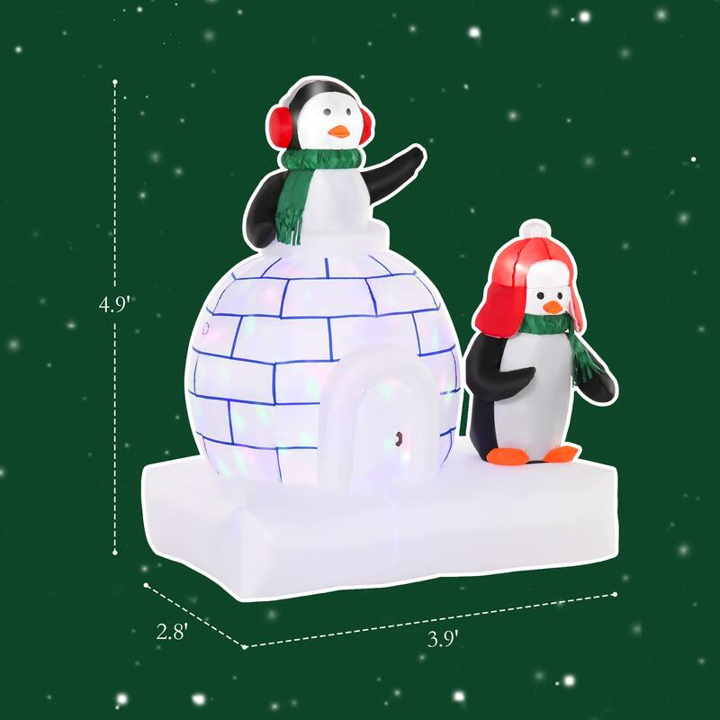 Multi-Color Polyester Inflatable Penguin and Igloo with LED Lights