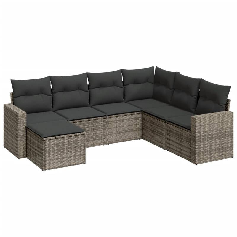 vidaXL Garden Sofa Set Grey PE rattan, powder-coated steel Large Modular - 21.7 x 21.7 x 14.6