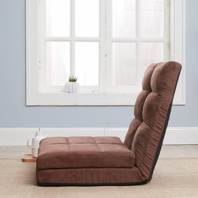 Triple Fold Down Sofa Bed, Adjustable Floor Couch Sofa with One Pillow, 5 Reclining Position, Convertible Upholstered Gu