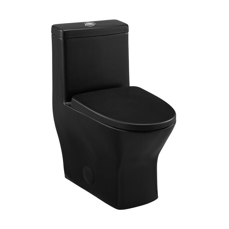 Malta Ii One-Piece Round Toilet Dual-Flush 1.1/1.6 Gpf In Matte Black - 24" x 14" 28.75"