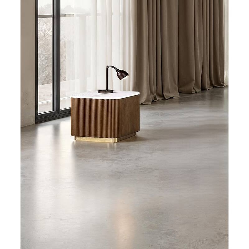 Modern Genuine Marble Top Coffee Table with Accent Gold Stainless Steel Base