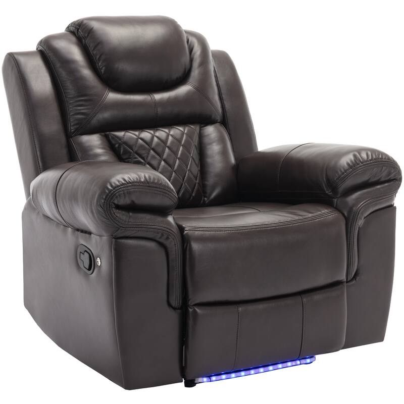 Home Theater Seating Manual Recliner Chair with LED Light Strip for Living Room,Bedroom, Black