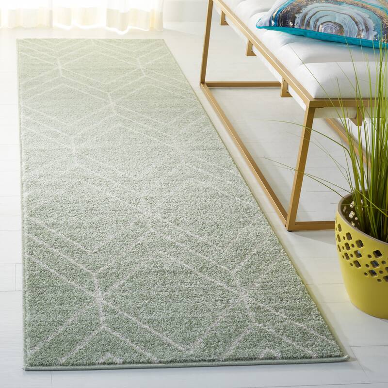 SAFAVIEH Adirondack Juvelina Modern Geometric Rug - 2'6" x 8' Runner - Sage/Ivory