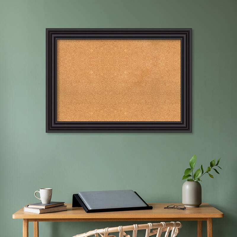 Colonial Black Framed Natural Corkboard Bulletin Board