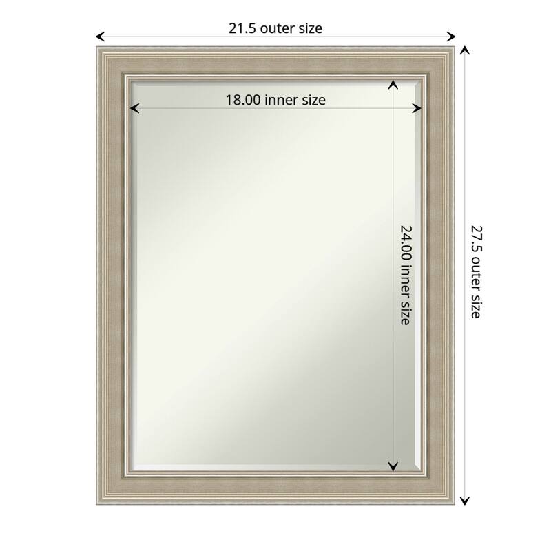 Mezzo Silver Half-Inch-Bevel Wood Framed Wall Mirror - Mezzo Silver - Glass Size 18x24 - Mezzo Silver