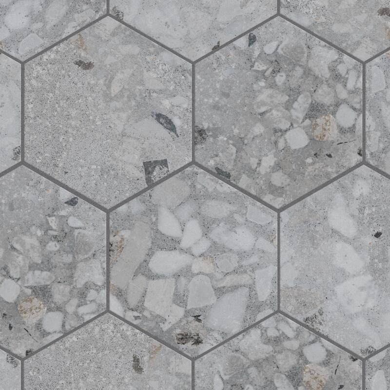 Merola Tile Recycle Hex River White 8-1/2" x 9-7/8" Porcelain Floor and Wall Tile