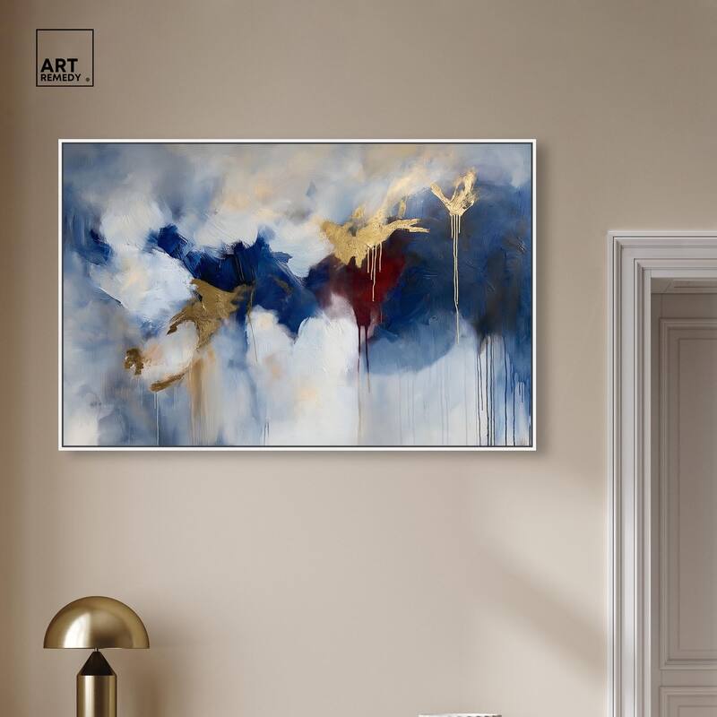 Eclipse of Gold and Blue Canvas by Art Remedy