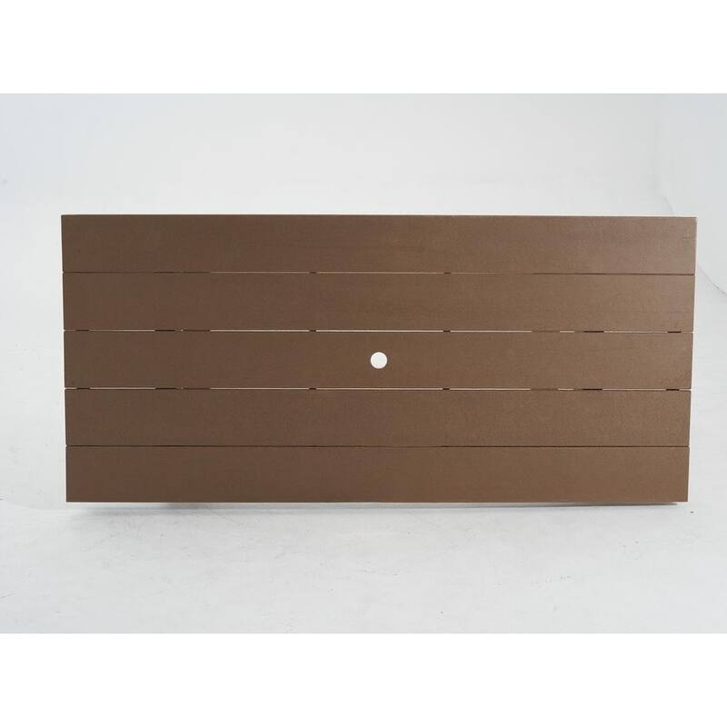 67" HDPE Outdoor Dining & Meeting Table, Weather-Resistant, Seats 6, Space-Saving Chair Slide-In