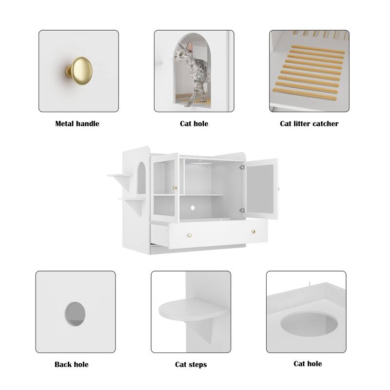 40" Cat-Friendly Litter Box Enclosure with Storage Bookcase Cabinet